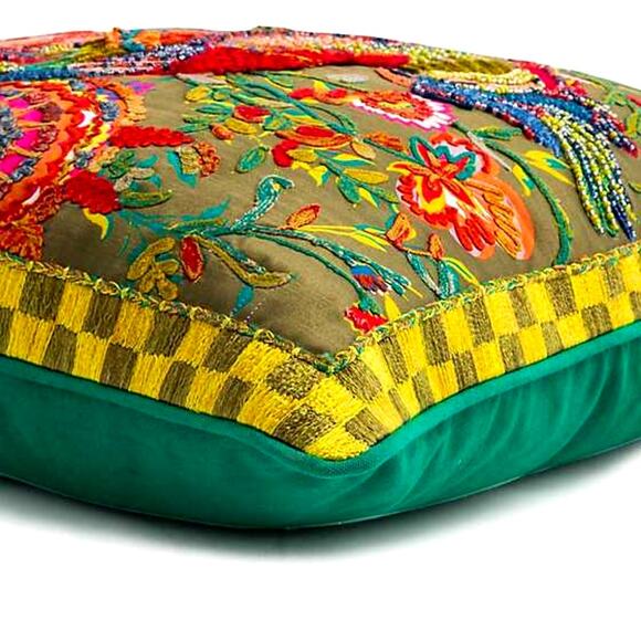 Mackenzie Childs Cockatiel Chartreuse Throw Pillow Brand New - Picture 3 of 16